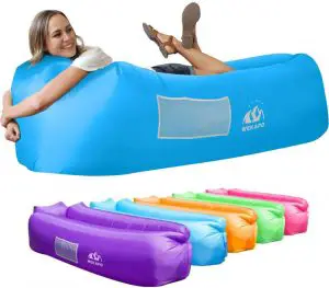 A lady sleeping on Wekapo, one of the best outdoor inflatable lounger